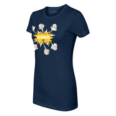 Milwaukee Brewers Tiny Turnip Women's Baseball Pow T-Shirt - Navy T-shirts
