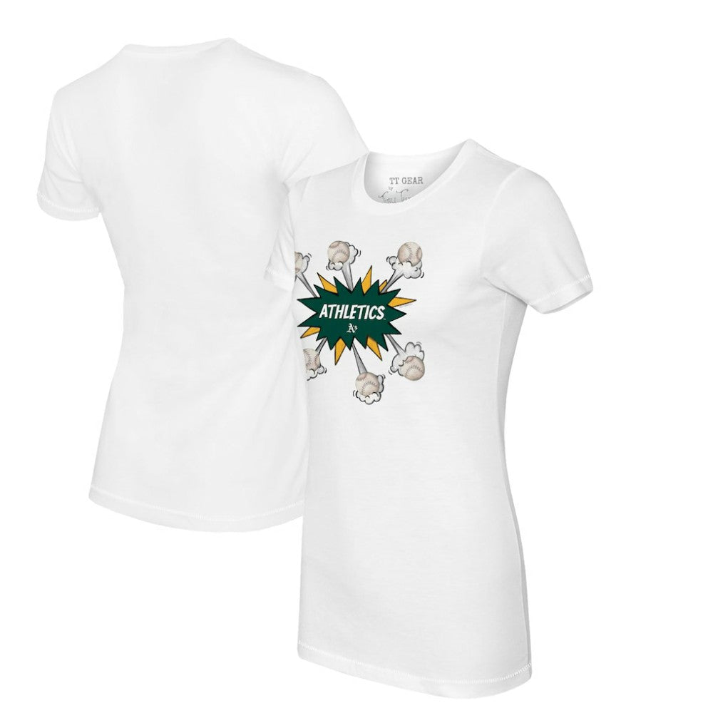 Athletics Tiny Turnip Women's Baseball Pow T-Shirt - White T-shirts