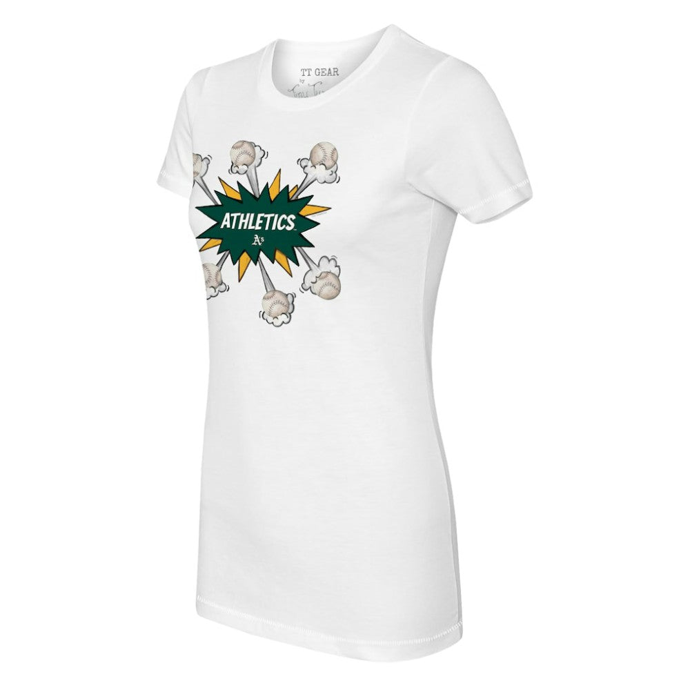 Athletics Tiny Turnip Women's Baseball Pow T-Shirt - White T-shirts