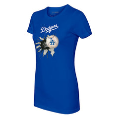 Los Angeles Dodgers Tiny Turnip Women's Baseball Tear T-Shirt - Royal T-shirts
