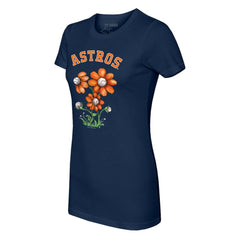 Houston Astros Tiny Turnip Women's Blooming Baseballs T-Shirt - Navy T-shirts