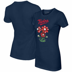 Minnesota Twins Tiny Turnip Women's Blooming Baseballs T-Shirt - Navy T-shirts