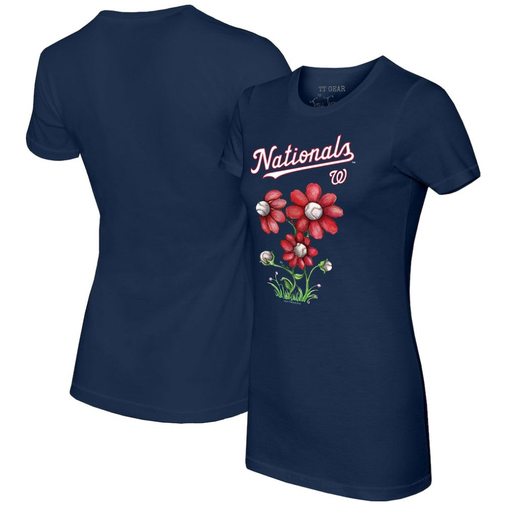 Washington Nationals Tiny Turnip Women's Blooming Baseballs T-Shirt - Navy T-shirts