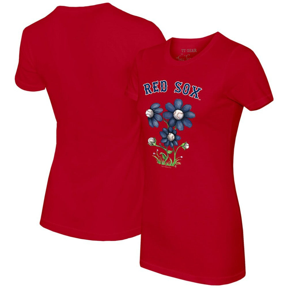 Boston Red Sox Tiny Turnip Women's Blooming Baseballs T-Shirt - Red T-shirts