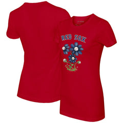 Boston Red Sox Tiny Turnip Women's Blooming Baseballs T-Shirt - Red T-shirts