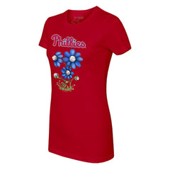Philadelphia Phillies Tiny Turnip Women's Blooming Baseballs T-Shirt - Red T-shirts