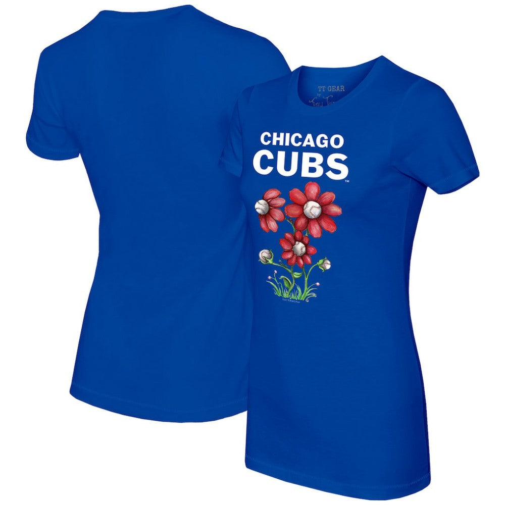 Chicago Cubs Tiny Turnip Women's Blooming Baseballs T-Shirt - Royal T-shirts