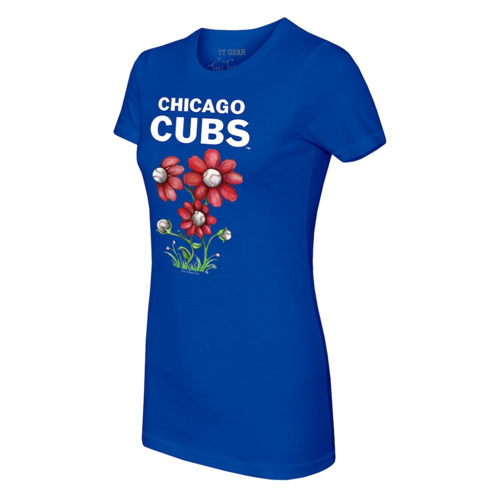 Chicago Cubs Tiny Turnip Women's Blooming Baseballs T-Shirt - Royal T-shirts