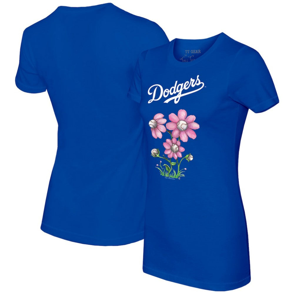 Los Angeles Dodgers Tiny Turnip Women's Blooming Baseballs T-Shirt - Royal T-shirts