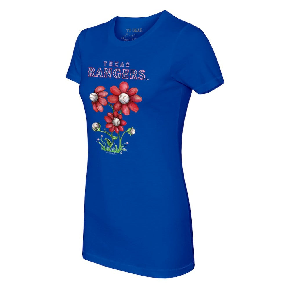 Texas Rangers Tiny Turnip Women's Blooming Baseballs T-Shirt - Royal T-shirts
