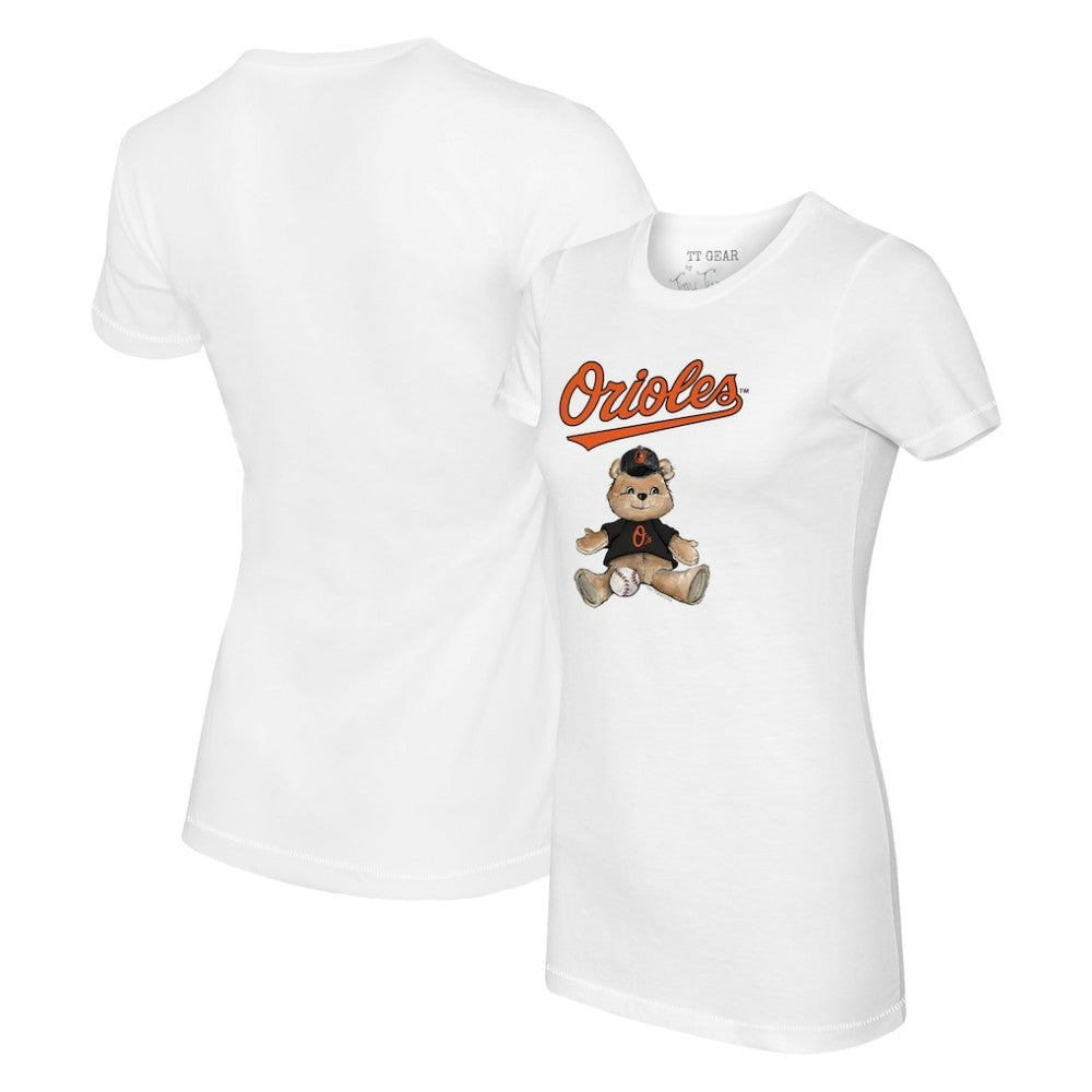 Baltimore Orioles Tiny Turnip Women's Teddy Boy T-Shirt - White T-shirts