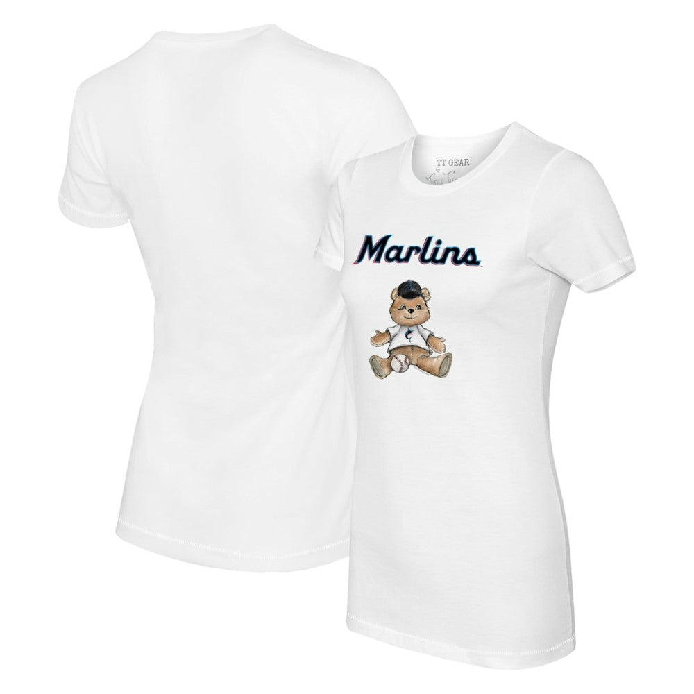 Miami Marlins Tiny Turnip Women's Teddy Boy T-Shirt - White T-shirts