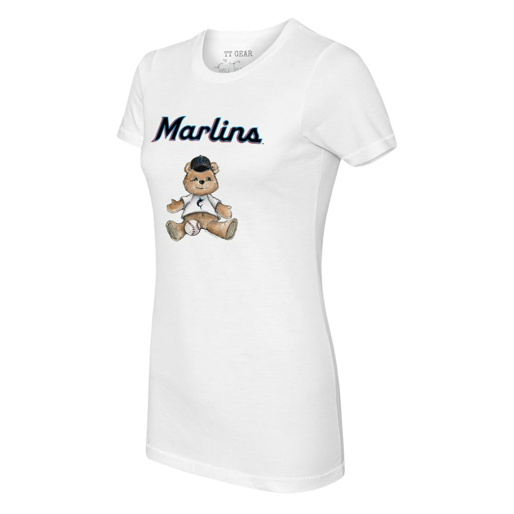 Miami Marlins Tiny Turnip Women's Teddy Boy T-Shirt - White T-shirts