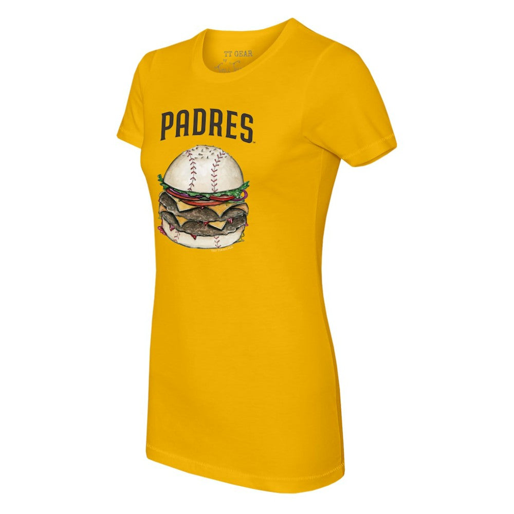 San Diego Padres Tiny Turnip Women's Burger T-Shirt - Gold T-shirts
