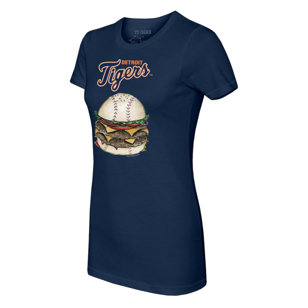Detroit Tigers Tiny Turnip Women's Burger T-Shirt - Navy T-shirts