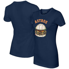 Houston Astros Tiny Turnip Women's Burger T-Shirt - Navy T-shirts