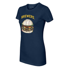 Milwaukee Brewers Tiny Turnip Women's Burger T-Shirt - Navy T-shirts