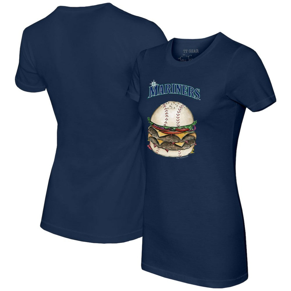 Seattle Mariners Tiny Turnip Women's Burger T-Shirt - Navy T-shirts