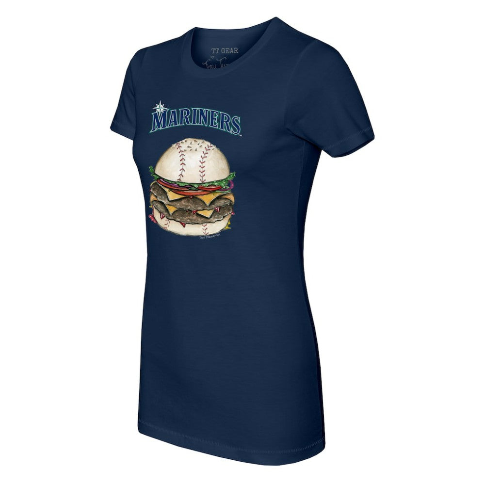 Seattle Mariners Tiny Turnip Women's Burger T-Shirt - Navy T-shirts