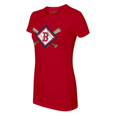 Boston Red Sox Tiny Turnip Women's Diamond Cross Bats T-Shirt - Red T-shirts