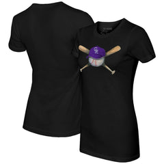 Colorado Rockies Tiny Turnip Women's Hat Crossbats T-Shirt - Black Hats