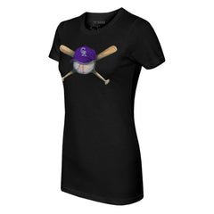 Colorado Rockies Tiny Turnip Women's Hat Crossbats T-Shirt - Black Hats