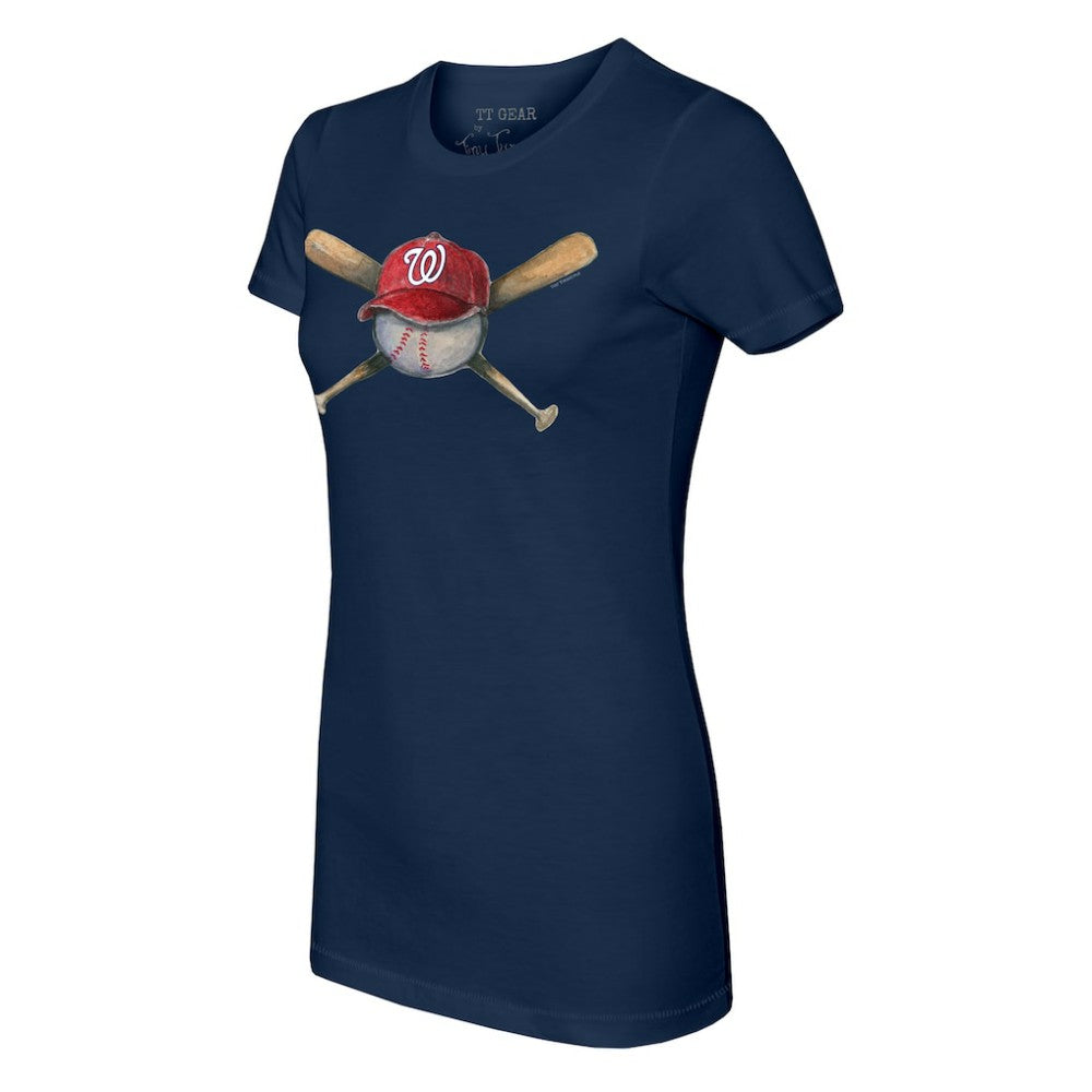 Washington Nationals Tiny Turnip Women's Hat Crossbats T-Shirt - Navy Hats