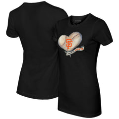 San Francisco Giants Tiny Turnip Women's Heart Banner T-Shirt - Black T-shirts