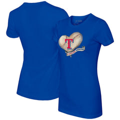 Texas Rangers Tiny Turnip Women's Heart Banner T-Shirt - Royal T-shirts