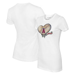 Los Angeles Angels Tiny Turnip Women's Heart Banner T-Shirt - White T-shirts