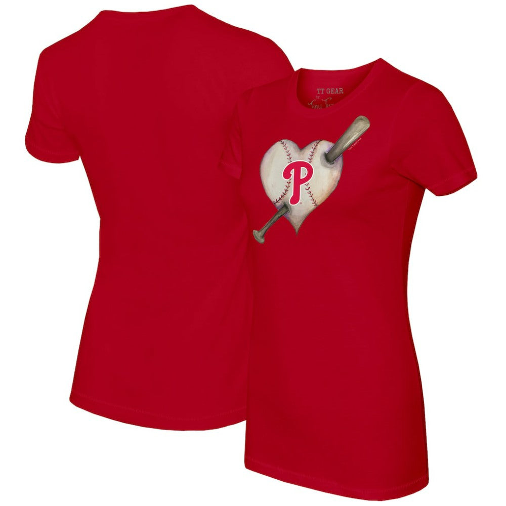 Philadelphia Phillies Tiny Turnip Women's Heart Bat T-Shirt - Red T-shirts