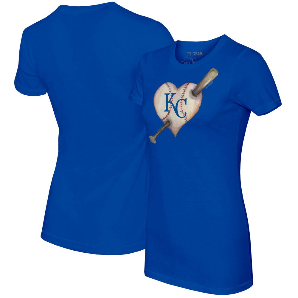 Kansas City Royals Tiny Turnip Women's Heart Bat T-Shirt - Royal T-shirts