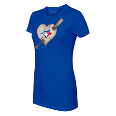 Toronto Blue Jays Tiny Turnip Women's Heart Bat T-Shirt - Royal T-shirts