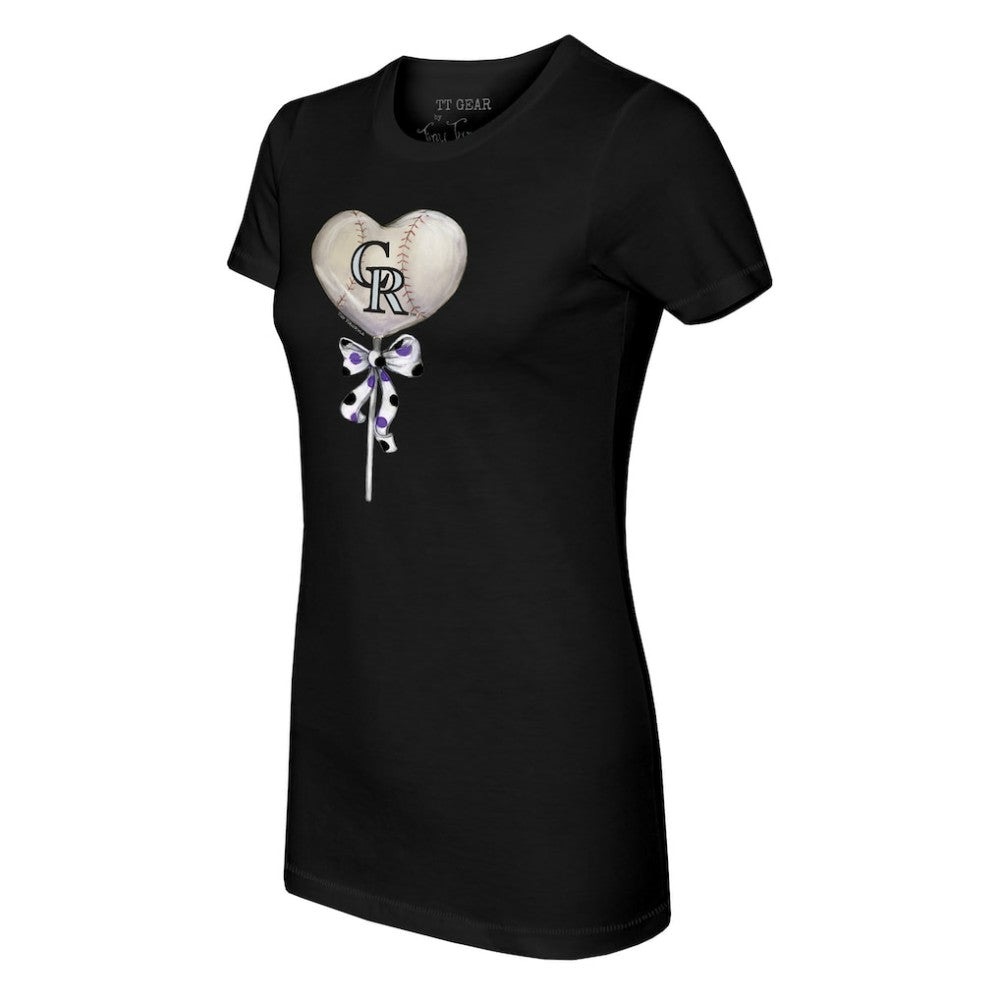 Colorado Rockies Tiny Turnip Women's Heart Lolly T-Shirt - Black T-shirts