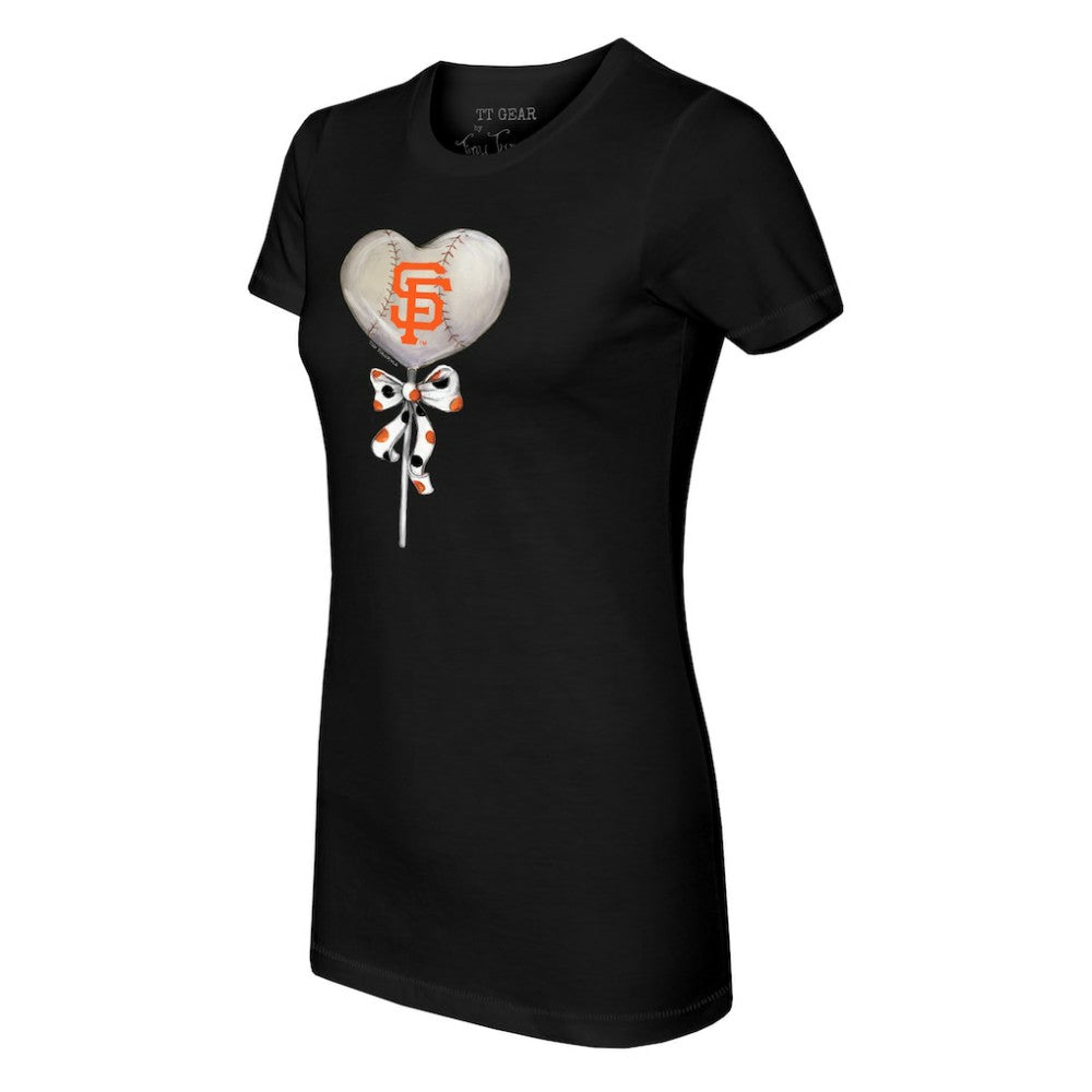 San Francisco Giants Tiny Turnip Women's Heart Lolly T-Shirt - Black T-shirts