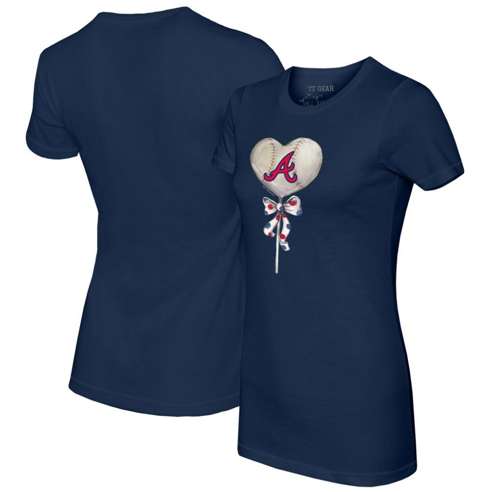 Atlanta Braves Tiny Turnip Women's Heart Lolly T-Shirt - Navy T-shirts
