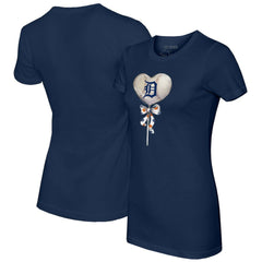 Detroit Tigers Tiny Turnip Women's Heart Lolly T-Shirt - Navy T-shirts