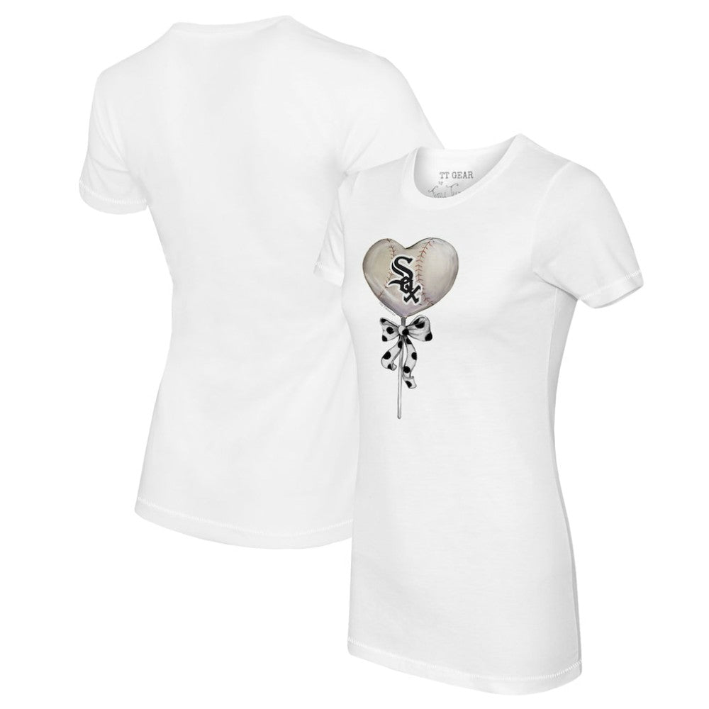 Chicago White Sox Tiny Turnip Women's Heart Lolly T-Shirt - White T-shirts