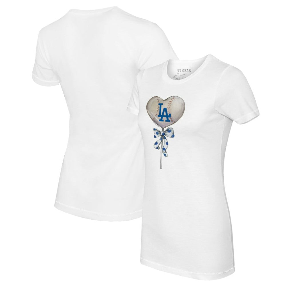 Los Angeles Dodgers Tiny Turnip Women's Heart Lolly T-Shirt - White T-shirts