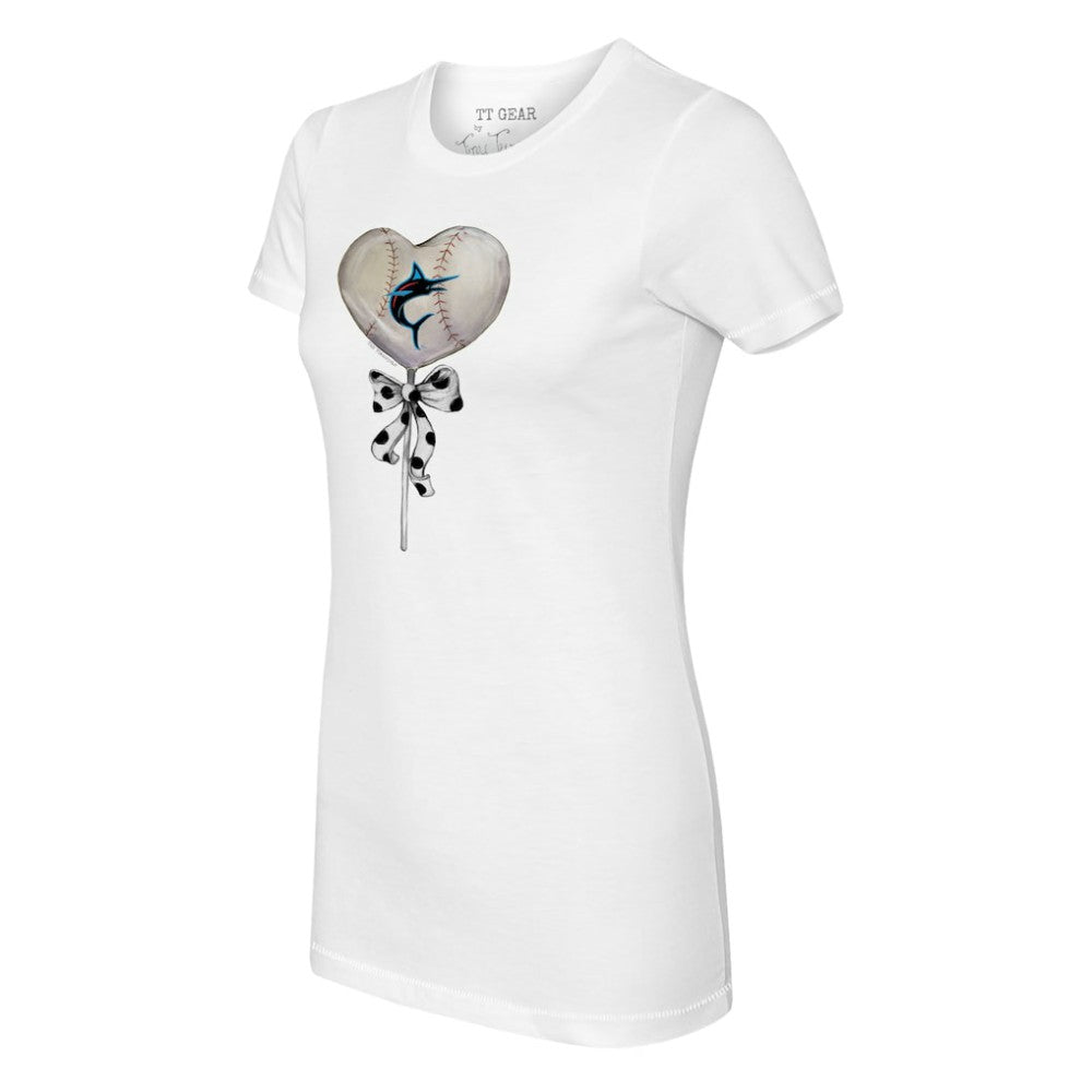 Miami Marlins Tiny Turnip Women's Heart Lolly T-Shirt - White T-shirts