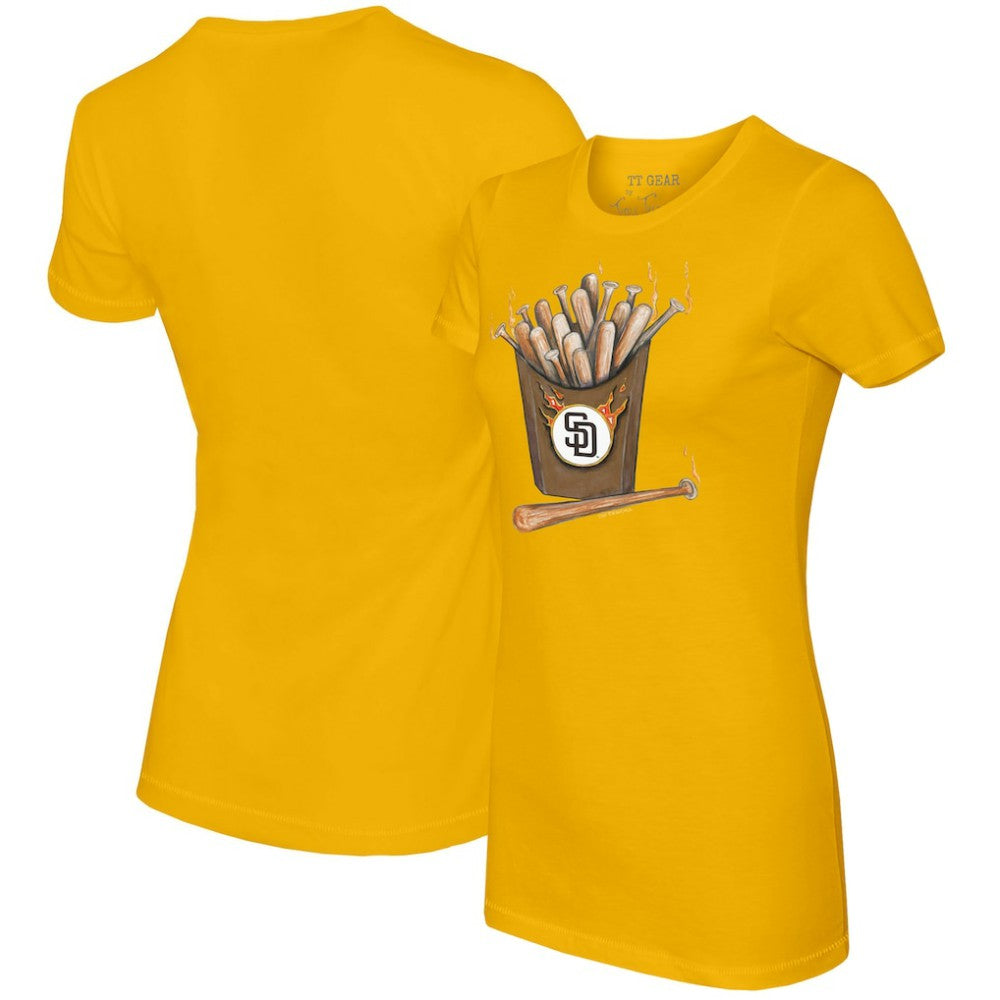 San Diego Padres Tiny Turnip Women's Hot Bats T-Shirt - Gold T-shirts