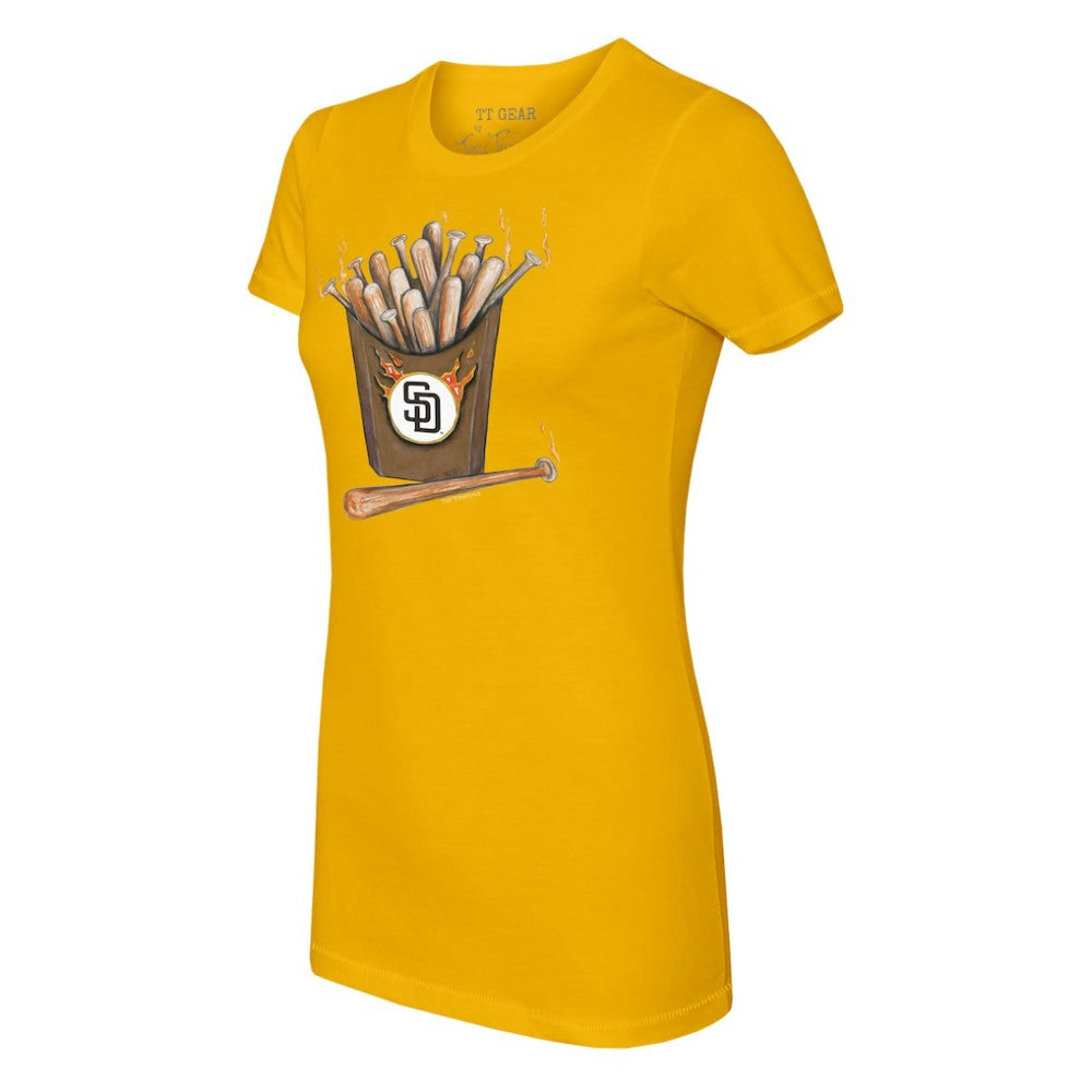 San Diego Padres Tiny Turnip Women's Hot Bats T-Shirt - Gold T-shirts