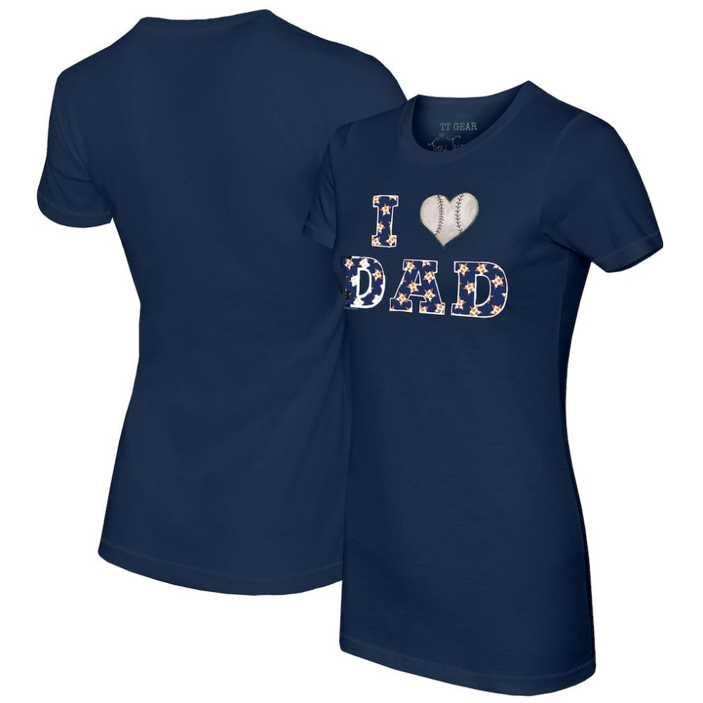 Houston Astros Tiny Turnip Women's I Love Dad T-Shirt - Navy T-shirts