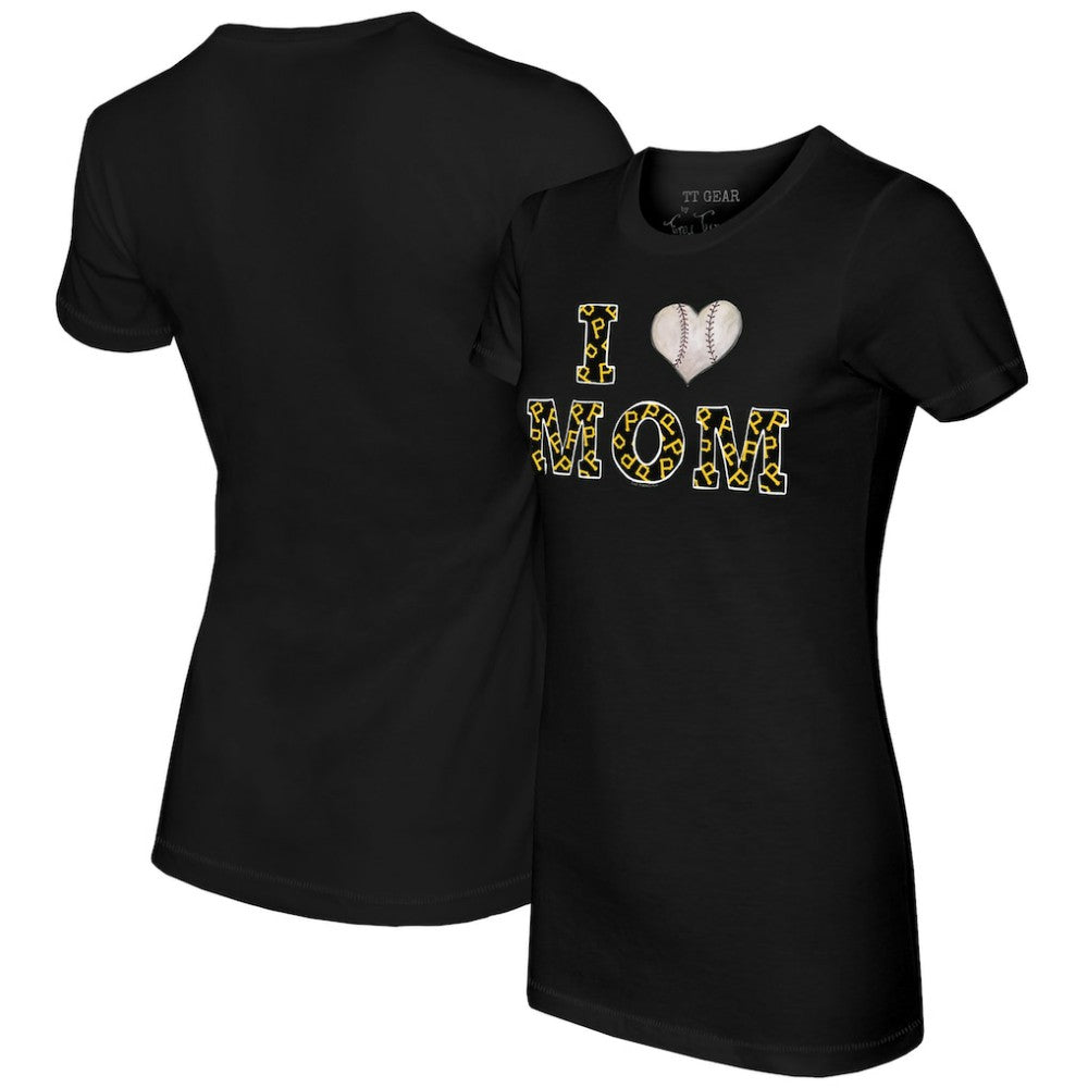 Pittsburgh Pirates Tiny Turnip Women's I Love Mom T-Shirt - Black T-shirts