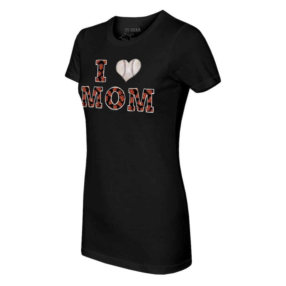San Francisco Giants Tiny Turnip Women's I Love Mom T-Shirt - Black T-shirts