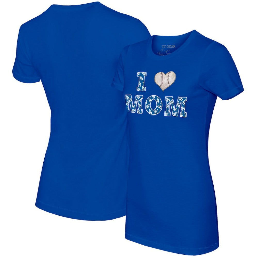 Los Angeles Dodgers Tiny Turnip Women's I Love Mom T-Shirt - Royal T-shirts