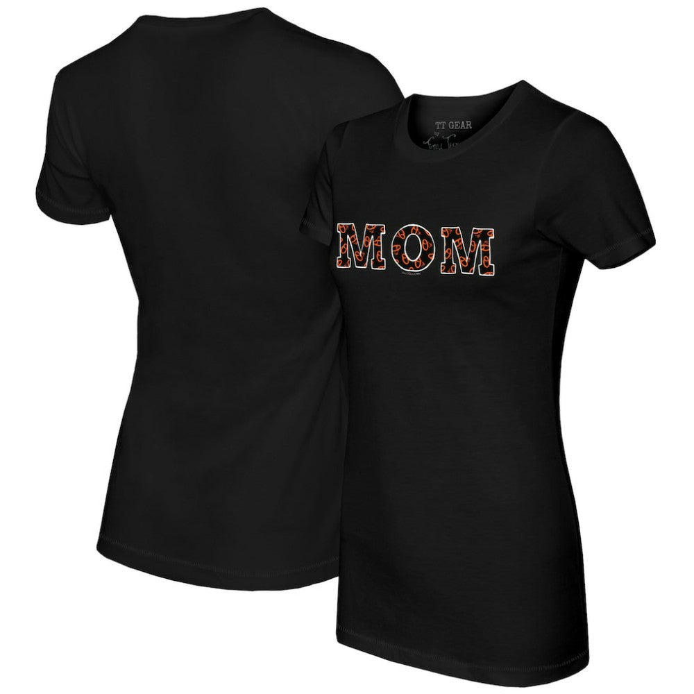 Baltimore Orioles Tiny Turnip Women's Logo Mom T-Shirt - Black T-shirts
