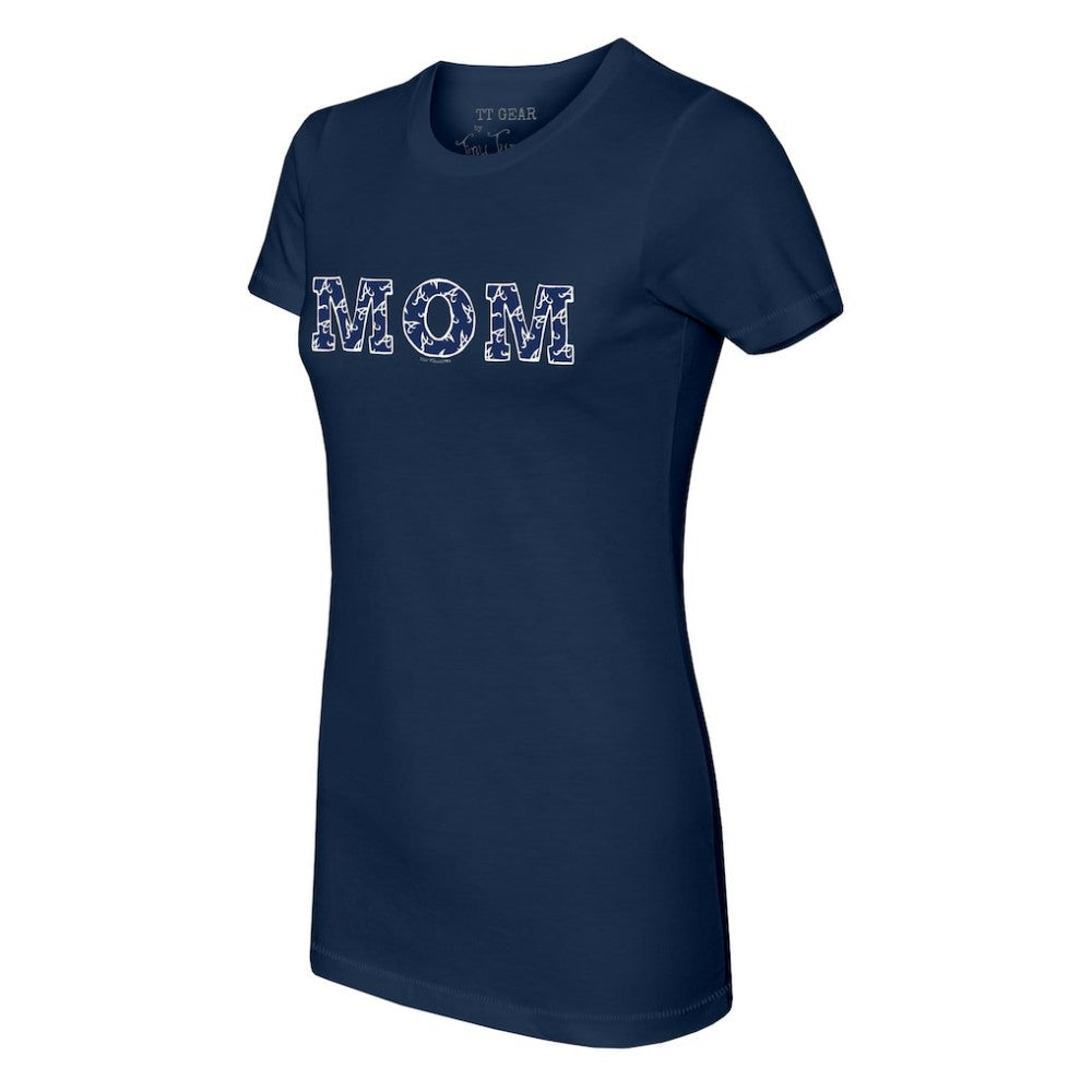 Atlanta Braves Tiny Turnip Women's Logo Mom T-Shirt - Navy T-shirts