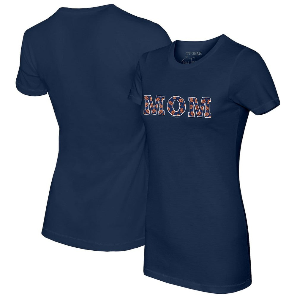 Detroit Tigers Tiny Turnip Women's Logo Mom T-Shirt - Navy T-shirts