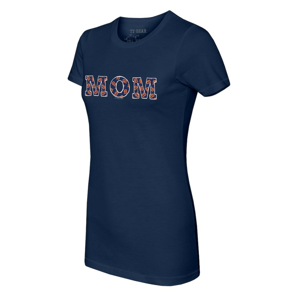 Detroit Tigers Tiny Turnip Women's Logo Mom T-Shirt - Navy T-shirts